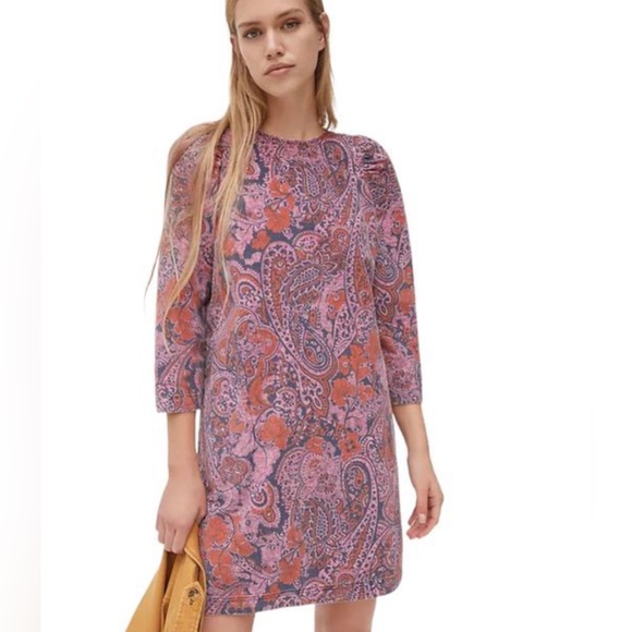 Anthropologie Dayna Corduroy Mini Dress Pink Paisley - Picture 5 of 6